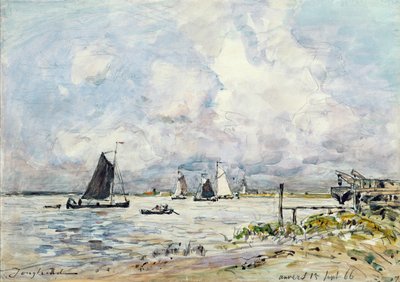 A Landing Stage on the Escaut by Johan Barthold Jongkind